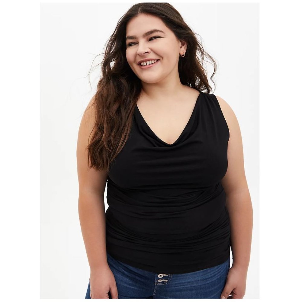 Torrid Size 5X 28 Black Studio Knit Cowl Neck Top